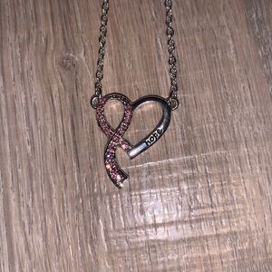 Hope heart pink Diamond silver necklace